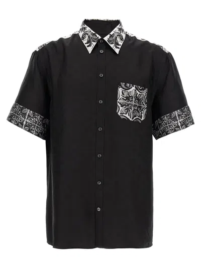 Dolce & Gabbana Majolica-print Hawaii Silk Jacquard Shirt In Black