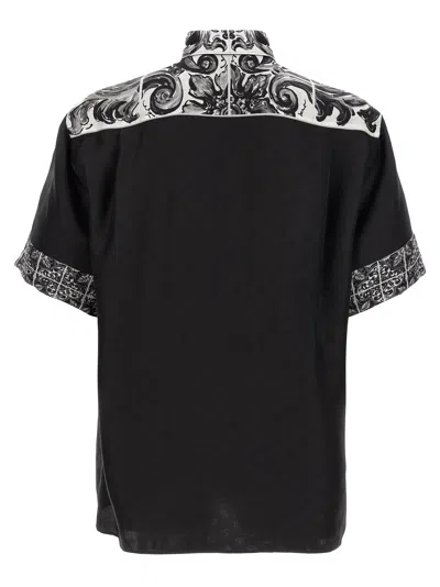 Dolce & Gabbana Majolica-print Hawaii Silk Jacquard Shirt In Black