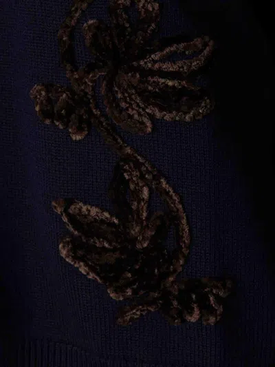 Jil Sander Wool Sweater With Floral Pattern In Black