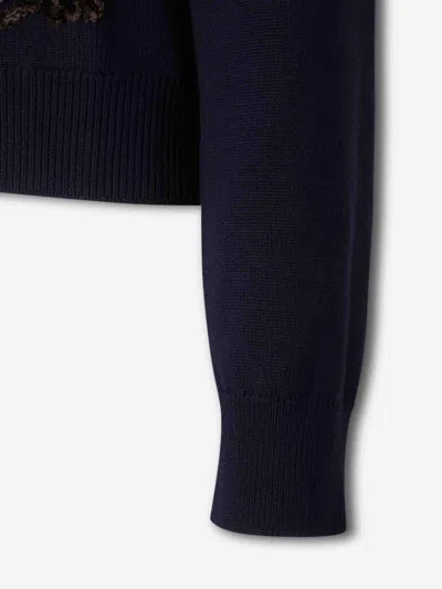 Jil Sander Wool Sweater With Floral Pattern In Black