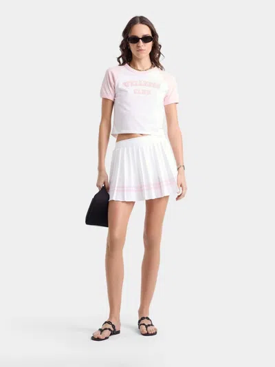 Sporty And Rich Sporty & Rich Vendome Script Pleated Mini Skirt In White