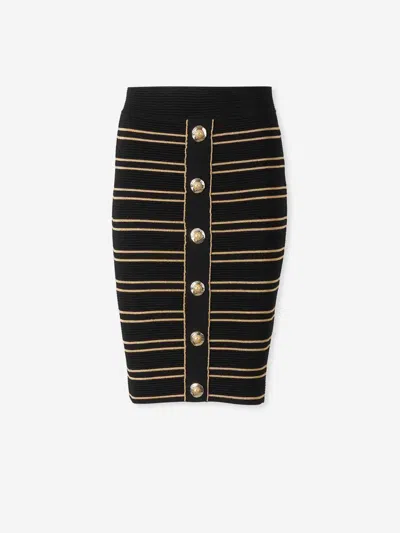 Balmain Striped Ribbed-knit Miniskirt In Multi