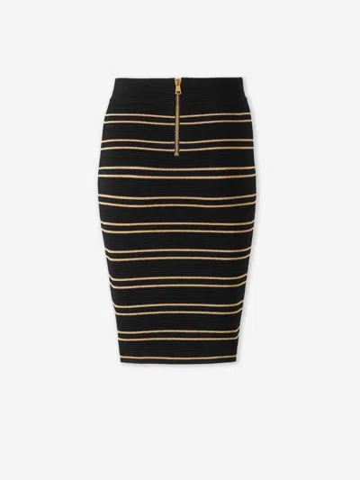Balmain Striped Ribbed-knit Miniskirt In Multi