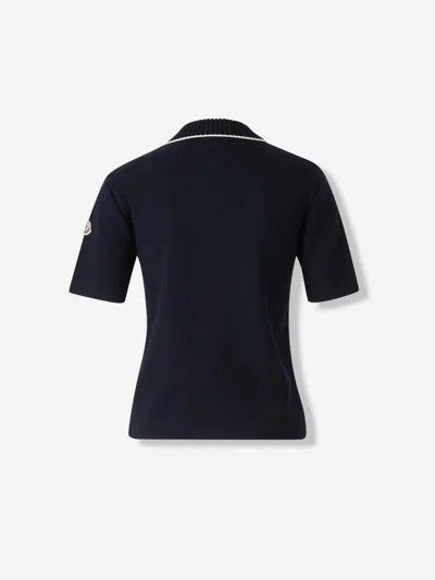 Moncler Knitted Polo Shirt In Black