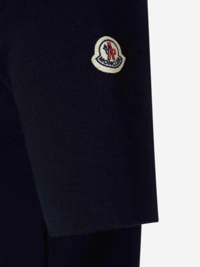 Moncler Knitted Polo Shirt In Black