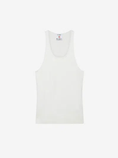Casablanca Boucle Ribbed Vest In White