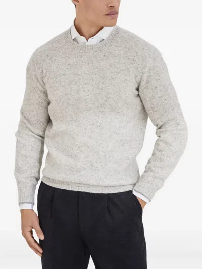 Brunello Cucinelli Irregular Coloration Flecked Alpaca Sweater Clothing In Gray