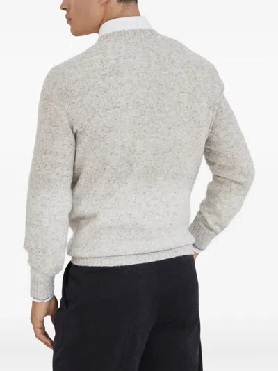 Brunello Cucinelli Irregular Coloration Flecked Alpaca Sweater Clothing In Gray