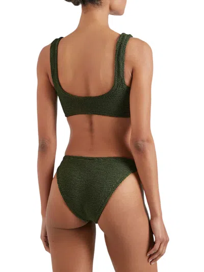Hunza G Julia Bikini With Tonal Circles In Metallic Khaki