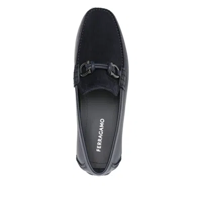 Ferragamo Leather Sneakers In Blue