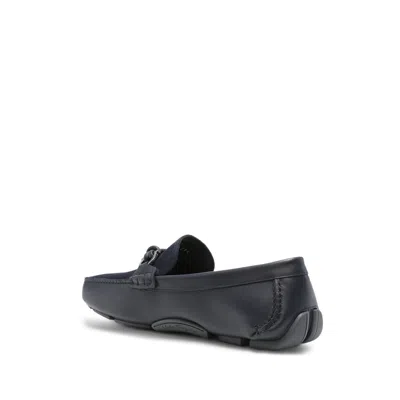 Ferragamo Leather Sneakers In Blue