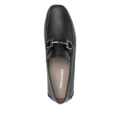 Ferragamo Leather Sneakers In Black