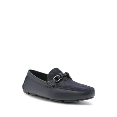 Ferragamo Leather Sneakers In Blue