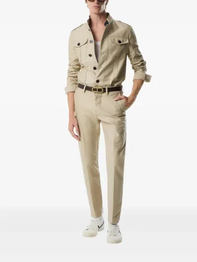 Tom Ford Brushed Cotton Satin Stand Collar Outershirt