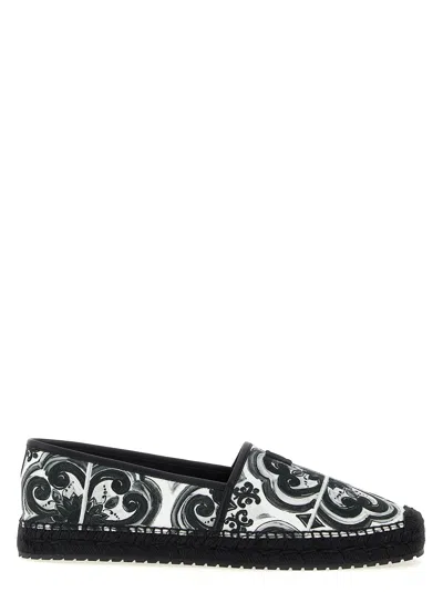 Dolce & Gabbana Printed Round Toe Espadrilles With Leaf Print