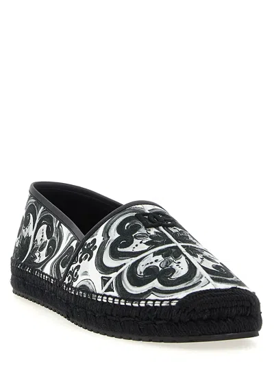 Dolce & Gabbana Printed Round Toe Espadrilles With Leaf Print