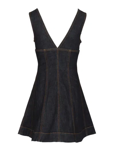 Self-portrait Navy Blue Dress With Bustier Neckline And Zip Detail