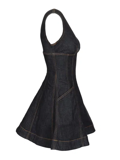 Self-portrait Navy Blue Dress With Bustier Neckline And Zip Detail
