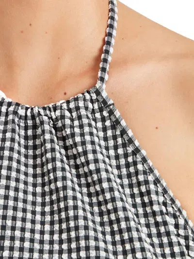 Hunza G Halter Neck A-line Check Dress In Gray