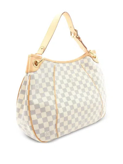 Pre-owned Louis Vuitton 2011 Galliera Pm Damier Azur Shoulder Bag In White