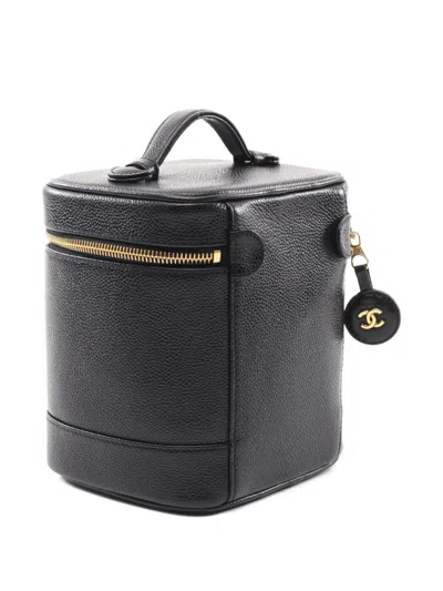 Pre-owned Chanel 2000-2002 Coco Mark Vanity Bag In Black