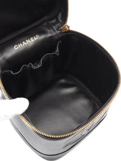 Pre-owned Chanel 2000-2002 Coco Mark Vanity Bag In Black