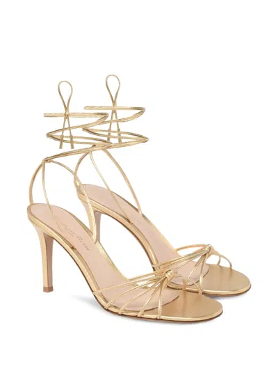 Gianvito Rossi Knot-detail Lace-up Sandals In Gold