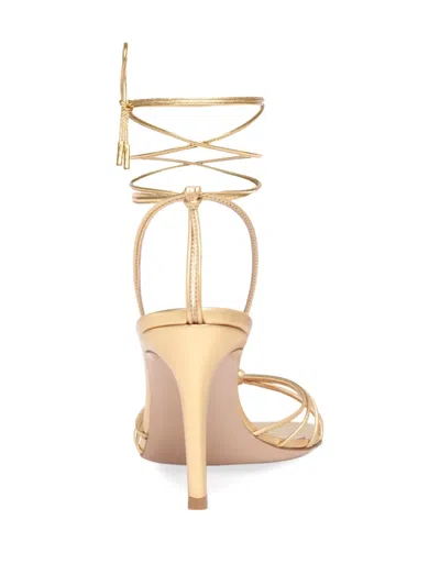 Gianvito Rossi Knot-detail Lace-up Sandals In Gold