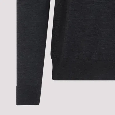 Kiton Long-sleeved Knitted Polo Shirt In Gray