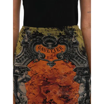 Jean Paul Gaultier Medallion-print Mesh Maxi Skirt In Black