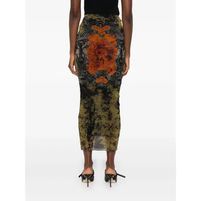 Jean Paul Gaultier Medallion-print Mesh Maxi Skirt In Black
