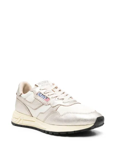 Autry White And Gold Leather Reelwind Sneakers