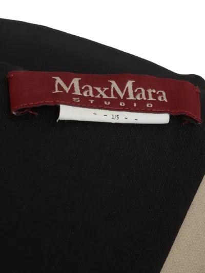 Pre-owned Max Mara Feather-detail Midi Dress In Black