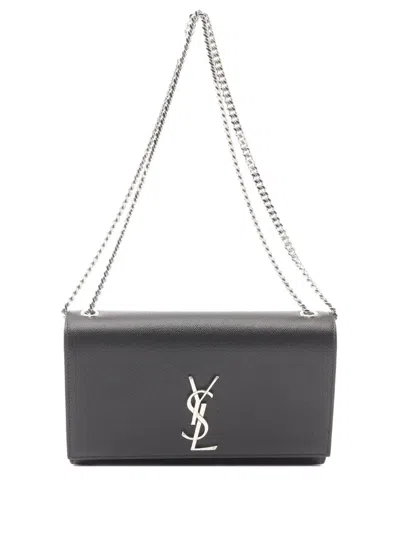 Pre-owned Saint Laurent 2020s Kate Chain Leather Shoulder Bag In Black