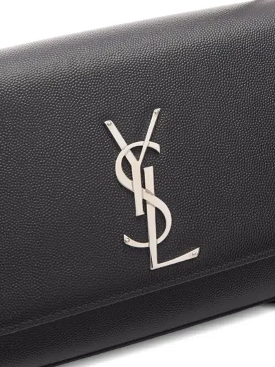 Pre-owned Saint Laurent 2020s Kate Chain Leather Shoulder Bag In Black