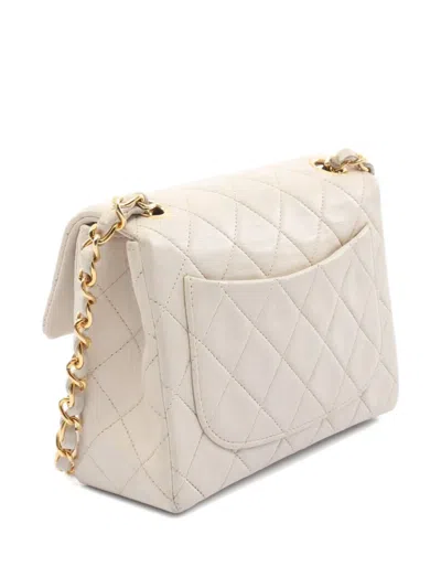 Pre-owned Chanel 1989-1991 Mini Matelasse Shoulder Bag In White