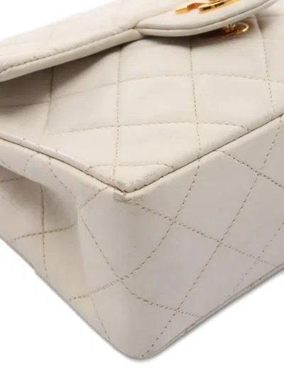 Pre-owned Chanel 1989-1991 Mini Matelasse Shoulder Bag In White