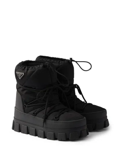 Prada Men's Nylon Gabardine Apres Ski Boots In Black