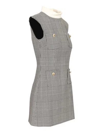 Self-portrait Sleeveless Prince Of Wales Check Mini Dress In Gray