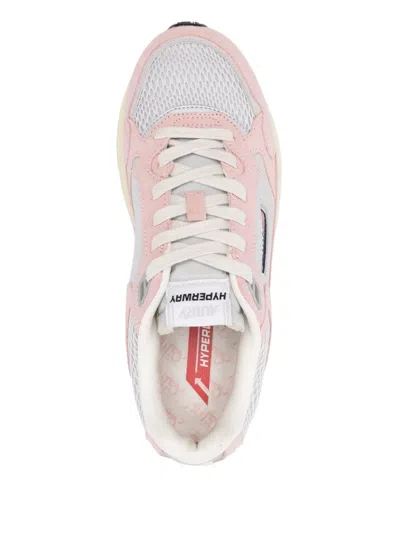 Autry Low Hyperway Wom Sneakers With Mesh Panels In Pink