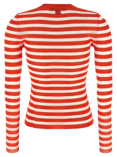 Dolce & Gabbana Striped Viscose Cardigan Sweaters And Cardigans Orange