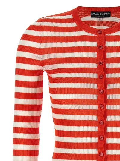 Dolce & Gabbana Striped Viscose Cardigan Sweaters And Cardigans Orange