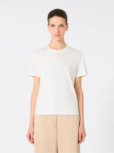 Max Mara Maser Short White Cotton T-shirt In Neutral