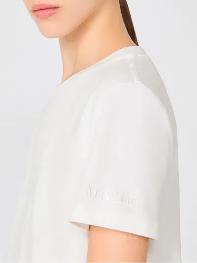 Max Mara Maser Short White Cotton T-shirt In Neutral
