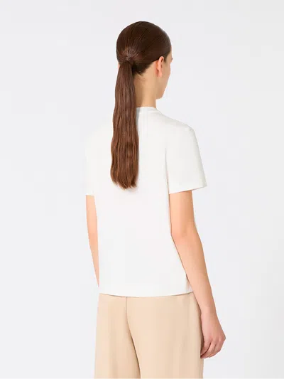 Max Mara Maser Short White Cotton T-shirt In Neutral
