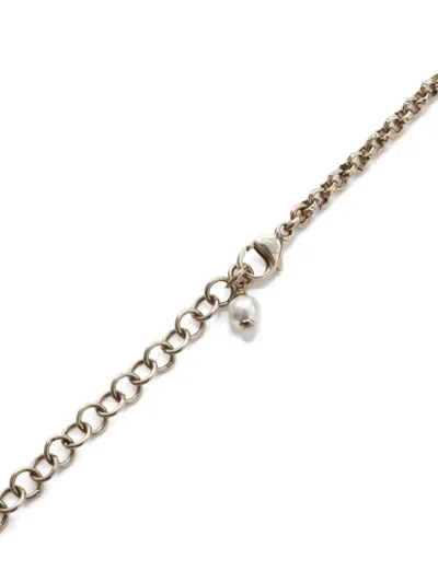 Pre-owned Chanel 2023 Cc Mark Rhinestone Pearls Heart Necklace