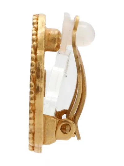 Pre-owned Chanel 1994 Cc Mark Round Clip-on Earrings In Gold