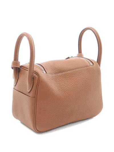 Pre-owned Hermes 2025 Mini Lindy Shoulder Bag In Brown