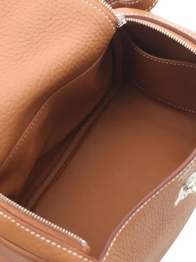 Pre-owned Hermes 2025 Mini Lindy Shoulder Bag In Brown