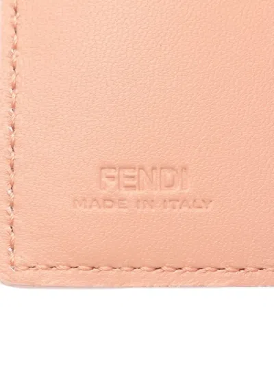 Pre-owned Fendi 2021 Ff Logo Tri-fold Wallet In Pink